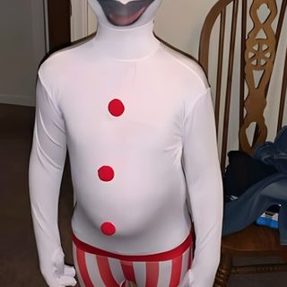 a man dressed as a clown standing next to a chair Goofy Ahh Halloween Goofy Pennywise Costume Meme, Anatomy Drawing, Cursed Pennywise Costume Meme, sienna