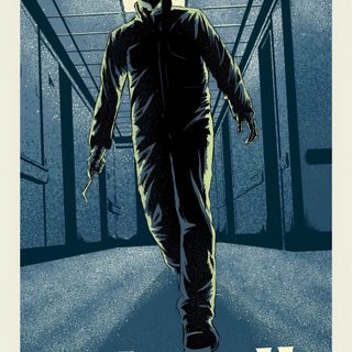 a movie poster for halloween ii with a man walking down the street in front of an elevator Halloween Ii Freddy Krueger Movie Poster, Original Halloween Movie Poster, Casper 1995 Movie Poster, dim gray