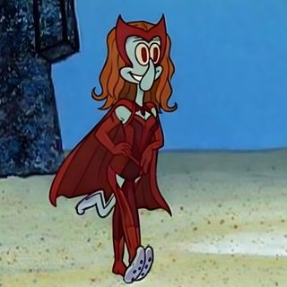 an animated image of a woman in a red dress and cat ears on her head Marvel Halloween Scarlet Witch Png, Wanda Pixel Art, Wanda Poster, Wanda Maximoff Comics, cadet blue