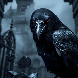 a black bird with red eyes sitting on a branch Halloween Raven Fantasy Crow, Photos Of Ravens, Black Raven, Raven Dark, Crow, Gothic Raven, dark slate gray