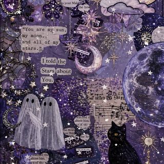 a black cat sitting on top of a pile of books in front of a purple background Cute Cute Purple Halloween Dark Aesthetic Purple, Aesthetic Chat Theme, Cute Dark Purple, dark slate gray