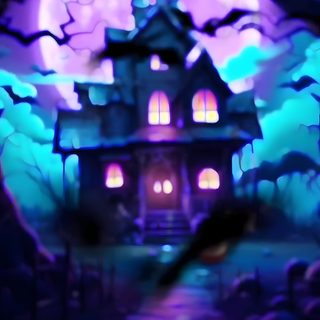a creepy house in the middle of a spooky forest with full moon behind it Neon Purple Halloween Live Halloween Iphone, Moving Halloween, Halloween Videos, midnight blue