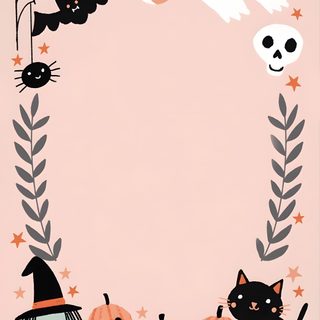 a halloween card with pumpkins, cats and ghost faces on the front in pink Cute Halloween Birthday Halloween Tattoo, Halloween Iphone, Theme Halloween, Halloween Inspiration, bisque