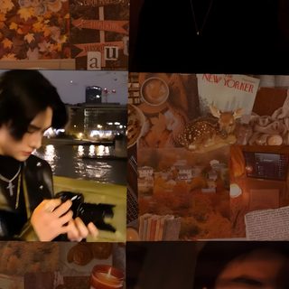 the collage shows people in different scenes Hyunjin Halloween Hyunjin Brown Aesthetic, Weather Seasons, Cute, maroon