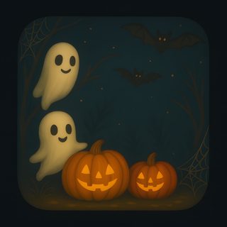 three halloween pumpkins with ghost faces and bats Halloween Watch Face Spooky Phone Icon, Spooky Background, Halloween Iphone Backgrounds, black