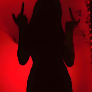 the silhouette of a woman with horns on her head and hands up in front of a red light Halloween Baddie Devil Aesthetic, Iphone Violet, Dark Red, Witchy, Gothic, Demon Girl, maroon