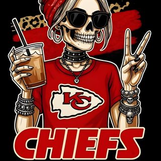 a woman in a red shirt and bandana holding up two fingers with the word chiefs on Chiefs Halloween 49er Image, 49er, 49ers Image, 49ers Images, 49ers Girl Logo, 49ers Art Images, black