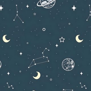 the stars and planets are drawn in white on a dark blue background with crescents Hand Drawn Halloween Constellation Navy Star Shape Background, Constellation Background Ideas, Space Pattern, dark slate gray
