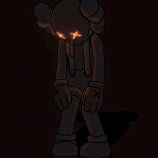 a cartoon character standing in the dark with his head turned to look like an elephant Halloween Kaws Orange Kaws, Kaws Black, Kaws Iphone Black, Black Kaws, Black Kaws Iphone, Kaws Iphone,