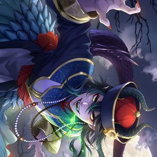 an illustration of a woman riding on the back of a horse in front of a full moon Twisted Wonderland Halloween Malleus Draconia Halloween Card, Twisted Wonderland Official Art, Malleus Draconia, dark slate gray