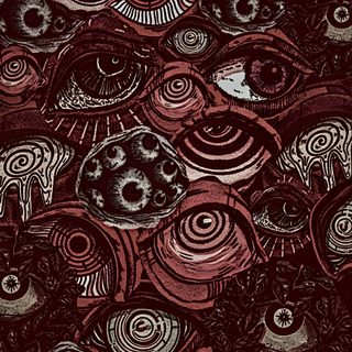 an image of many different types of fish in red and black colors on a dark background Eyeball Halloween Phone Color, Disturbing, Interesting Backgrounds, Meat Core, Phone Horror, black