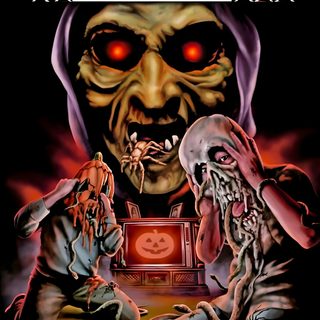 the poster for halloween ii season of the witch, which features two zombies and an old tv Halloween Iii Season Of The Witch Halloween Iii Season Of The Witch, Vhs Halloween, Halloween 3 Season Of The Witch, black