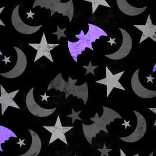 bats and stars on black background with purple glow in the dark for halloween wallpaper Halloween Whimsical Bats-large black