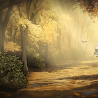 a painting of a path in the woods with sunbeams coming out from behind Halloween Over The Garden Wall Over The Garden Wall Cover Photo, Over The Garden Wall Gif, Over The Garden Wall 1920x1080, dark olive green