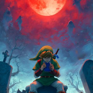 the legend of zelda sitting on top of a grave in front of a full moon Legend Of Zelda Halloween Zelda Video Games, Legend Of Zelda Halloween, Cellphone, dark slate gray