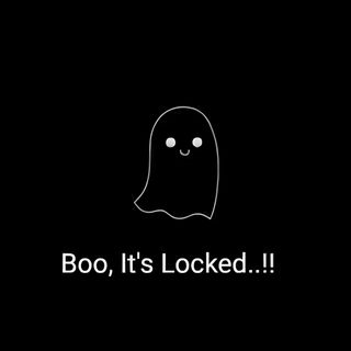 the text boo, it's locked on a black background with a ghost face Halloween Boo - Anthracite It's Locked, black