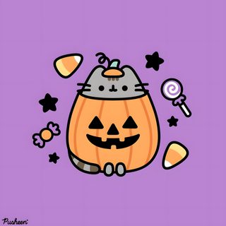 a cartoon cat sitting on top of a pumpkin Halloween Pusheen Cute Halloween Drawings, Pusheen Cute, Halloween Cute, Pusheen Cat, orchid
