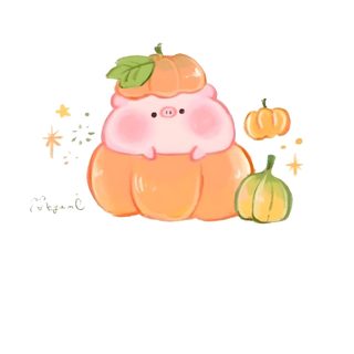 an orange and pink pig sitting on top of pumpkins Cute Halloween Pig Cute Pig Kawaii, Piggy Cute, Cute Pink Pig Cartoon, Cute Pig Art Kawaii, Pig Ipad, white