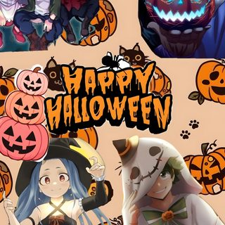 an image of halloween characters with pumpkins and jack - o'- lanterns Mha Halloween Phone dim gray