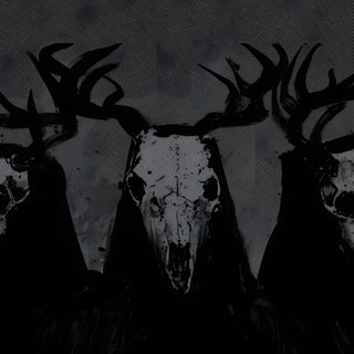 two deer heads with antlers on their head against a dark background, in the middle of an image that appears to be black and white Pc Halloween Gore Pc, Goth Aesthetic Pc, Scary Widgets, Alternative Desktop, dark slate gray
