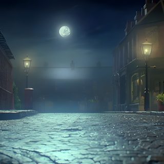 an empty street at night with the moon in the sky Wallace And Gromit Halloween Background Wallace And Gromit Background, Wallace And Gromit Moon, Wallace And Gromit Giant Rabbit, dark slate gray
