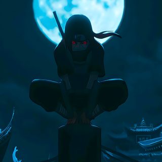a person standing on top of a pole in front of a full moon and sky Itachi Uchiha Halloween 1080p Itachi, Itachi Iphone, Iphone Itachi, Itachi 4k, dark slate gray