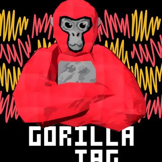 a gorilla sitting on top of a black background with the words gorilla gat in front of it Gorilla Tag Halloween Animated Gorilla Tag, Goofy Gorilla Tag, Gorilla Meme Background, black