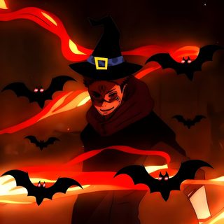 an animated image of a witch flying through the air Sukuna Halloween Halloween, Jujutsu Kaisen Sukuna Domain Expansion Malevolent Shrine 4k, Sukuna Fire, black