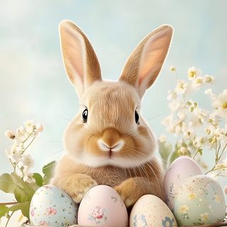 a rabbit sitting in a basket with eggs Halloween Easter Ideas Green Easter Bunny, High Resolution Easter, Easter For Iphone, light gray