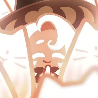 an animated image of a cat with a hat on its head and other cats behind it Crk Halloween Latte Cookie, Cookie Run, Fan Art, Memes, seashell