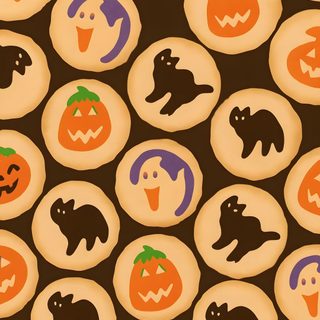 halloween cookies with pumpkins and jack - o'- lanterns are arranged on a brown background Halloween Cookie Halloween/fall Phone Background, Halloween Cookie, Halloween Cookie Background, sandy brown