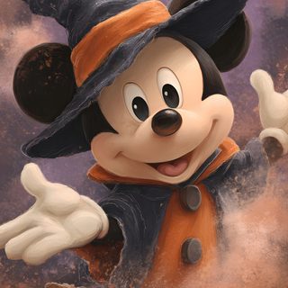 a mickey mouse dressed as a witch with pumpkins in front of him and bats flying around Mickey Mouse Halloween Iphone Mickey Mouse Halloween Iphone, Free Disney Halloween, Disney Halloween Aesthetic, sienna