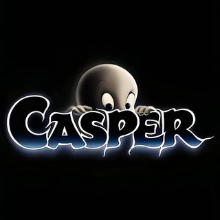 the logo for casperer, an animated video game Casper Halloween Casper Cartoon Style, Casper Black Background, Casper Movie Poster,
