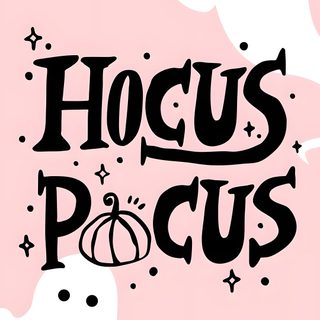 the words hoccus pocus are in black and white on a pink background with bats Pink Halloween Words Custom Hocos Pocos, Hocus Pocus Pink Background, Pastel Pink Halloween Background, misty rose