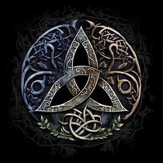 an image of a celtic symbol on a black background with leaves and vines around it Halloween Celtic Triquetra, Morrigan, Norse Pagan Iphone, Celtic Druid, Celtic Christmas, Druid, black