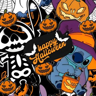 a group of cartoon characters with pumpkins on them Lock Screen Stitch Halloween Cute Halloween Phone, Halloween Cartoon Characters, Halloween Party Decoration Ideas, dark olive green