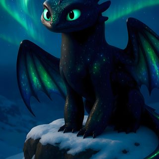 a black dragon sitting on top of a snow covered hill under the aurora bores Halloween Toothless Night Fury Cute Toothless, Night Fury Cool Toothless, Night Fury Dragon Toothless, midnight blue