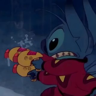 an animated character holding a toy in the rain Halloween Stitch Gif Lilo And Stitch Live, Lilo And Stitch Videos, Live Stitch, Stitch Live, midnight blue