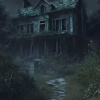 an old abandoned house in the woods at night with a full moon behind it and dark clouds overhead Old Scary Horror Halloween Most Haunted Pic, Ghostly Background, Haunted Places Aesthetic, dark slate gray