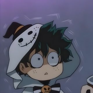 an animated image of a boy dressed as a ghost Izuku Midoriya Izuku Midoriya Halloween Deku Anime, Villain Deku, Academia, Anime Halloween, Hero, dim gray