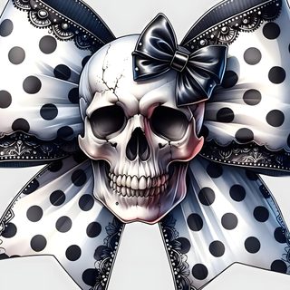 a skull with a bow on it's head and polka dot ribbon around its neck Black And White Halloween Skulls In Bow Skull Tattoo Design, Skull Tattoo, Cricut Design, Phone, gainsboro