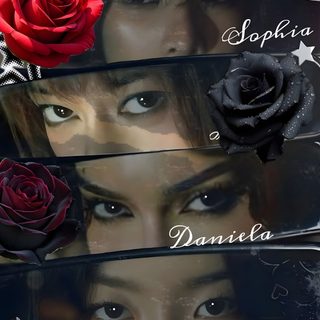 an image of a woman's face with roses in her hair and stars on the forehead Katseye Halloween Katseye Eyes, Megan Kats Eye, Kateyes Icon, Katseye Laptop, dark slate gray