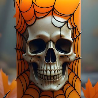 a candle with a skull and spider web on it Halloween Candle Skull Halloween, Halloween Candle Images, Halloween Skull Iphone, dim gray
