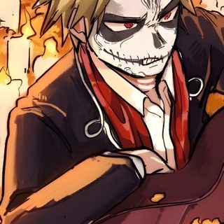 an anime character holding a guitar in front of some candles Bakugou Halloween Ghost Bakugou, Mha Halloween, Bakugou Halloween, My Hero Academia Fanart Bakugo, sienna
