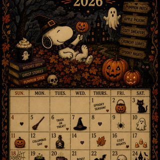 the calendar for october is decorated with pumpkins and jack - o'- lanterns Halloween Calendar black