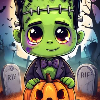 a cartoon character sitting on top of a pumpkin Frankenstein Halloween Cute Halloween Pictures, Disney Halloween Images, Jack The Pumpkin King, dim gray