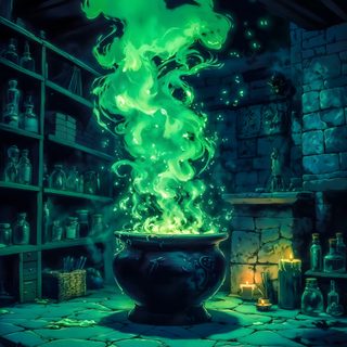 a large pot filled with green liquid sitting on top of a floor next to a fireplace Halloween Spooky Cauldron Snakes Potions Witches Brew, Halloween Potion Background 4k, Halloween Potion Background, dark slate gray