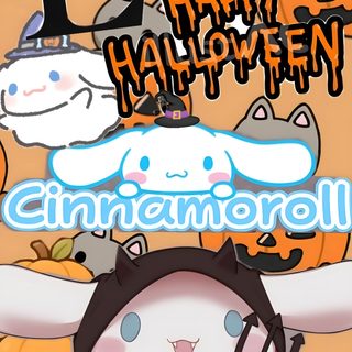 an animal themed halloween card with pumpkins and cats Happy Halloween Cinnamoroll Halloween sandy brown