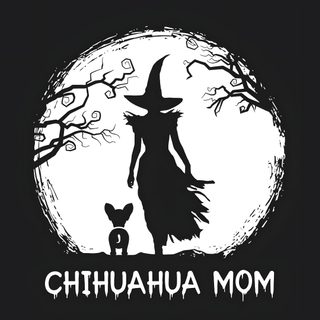 the silhouette of a witch and her dog in front of a full moon Halloween Chihuahua Grim Chihuahua, Chihuahua Skeleton Halloween, Halloween Chihuahua Meme, black