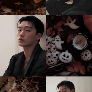Sanu Wallpaper, Kpop Fall Wallpaper, Ateez Fall Aesthetic, Halloween Wallpaper Kpop Demon Hunters, Kpop Halloween Wallpaper, Kpop Ateez Wallpaper, Ateez Wallpaper That Dont Scream Kpop, Aesthetic Choi San Aesthetic Wallpaper, Ateez Bouncy Wallpaper Aesthetic Ateez Halloween Sanu, Kpop Fall, Ateez Fall Aesthetic, Halloween Kpop Demon Hunters, Kpop Halloween, black